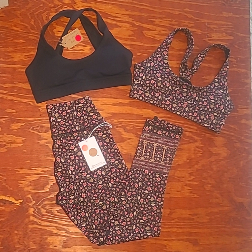 KAVALA HIGH WAIST NWT 3 PC HOT YOGA SET TOP BOTTOM SZ XS Xsmall